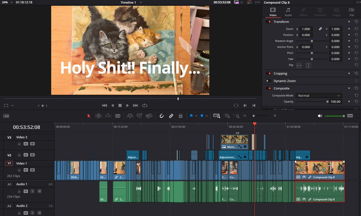 BastethCreative's tweet photo. I had to go to bed, I come back this morning to see how much is left and... well...some questionable titles from fatigue editing, should I leave them in? Good news, it's down to 1hour and 18 minutes now. https://t.co/9KN5eGvjcr