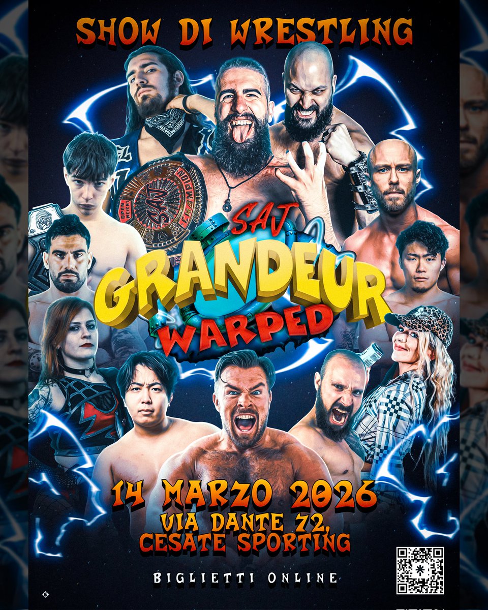⏰️ SAJ GRANDEUR WARPED POSTER DROP!

🎫 linktr.ee/squashajobberp…

🕰 SAJ GRANDEUR: WARPED, 14 MARZO 2026 SPORTING CESATE, CESATE (MI) ORE 19
Già annunciato:
☘️ LUPO VS DE WITT VS EL G
🌩 COFFEY VS INVERARDI
🤩 SSS16: MORI VS SPIKE
⛓️ BIRD&amp;CRIMI VS ORDA
💪 KATSUYA VS CASTANO