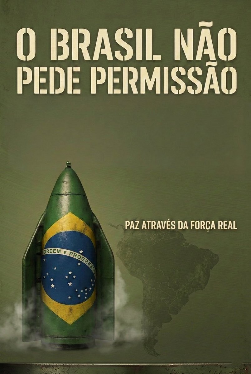 O_Papo_'s tweet photo. O Brasil só terá soberania quando construirmos nossa bomba nuclear.

Pela construção da arma do diálogo! https://t.co/Lk6wvoRUeB