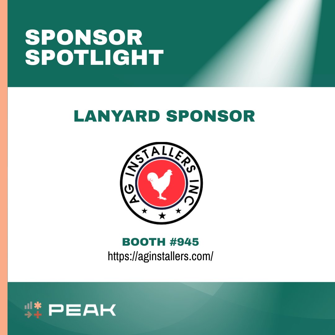 Sponsor Spotlight!

Thank you, Ag Installers Inc., for supporting PEAK 2026 as Lanyard sponsors!

There’s still time to become a sponsor! Learn about sponsorship opportunities:

midwestpoultry.com/sponsor/