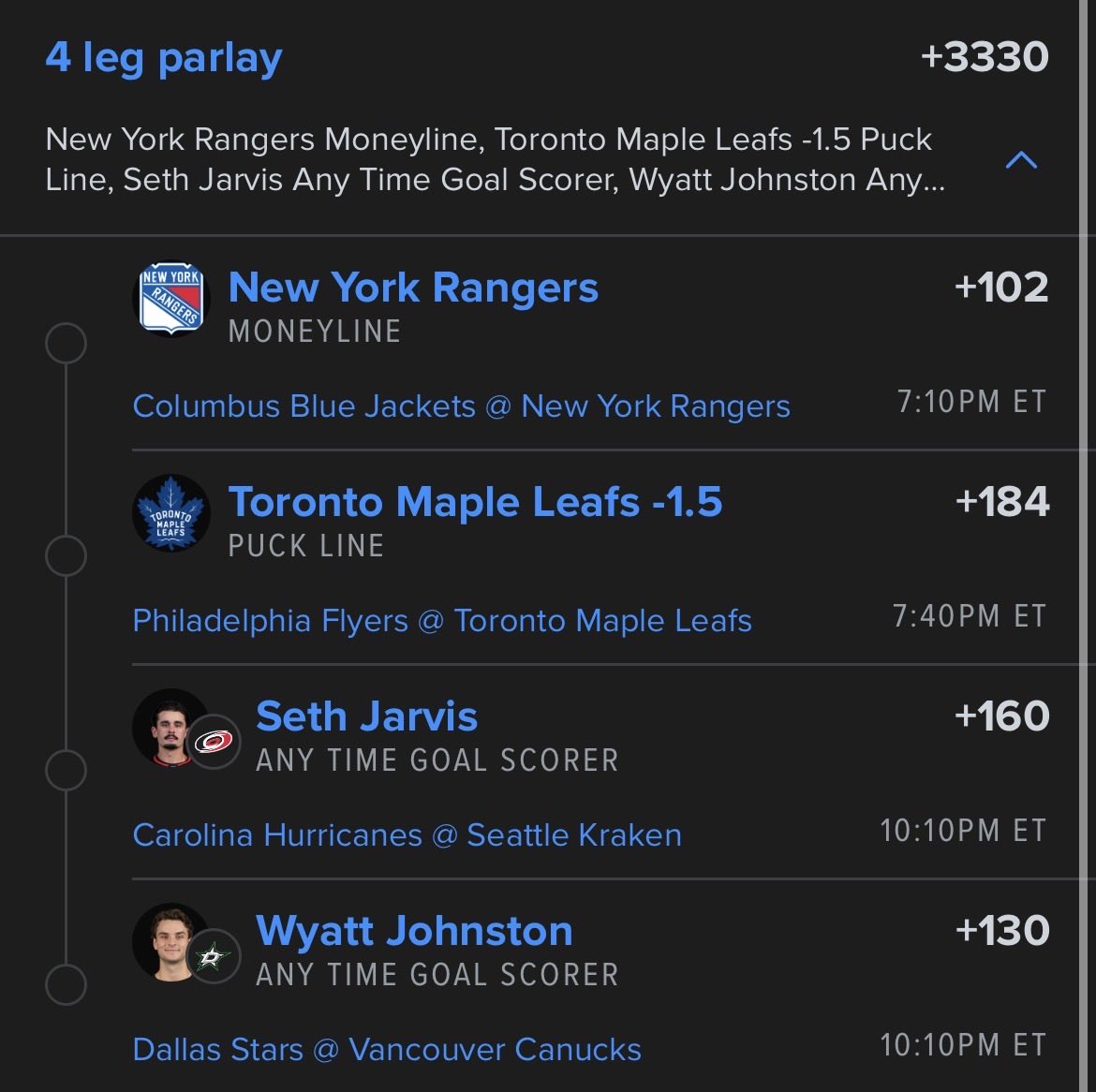 SpinwheelBets_'s tweet photo. #NHL 4 LEG LOTTO🔥🔥

DUMB ODDS +3330🤑🤑
GIVEAWAY TO 5 FOLLOWERS WHEN THIS HITS‼️

Follow for FREE picks https://t.co/PCq1QPr68G