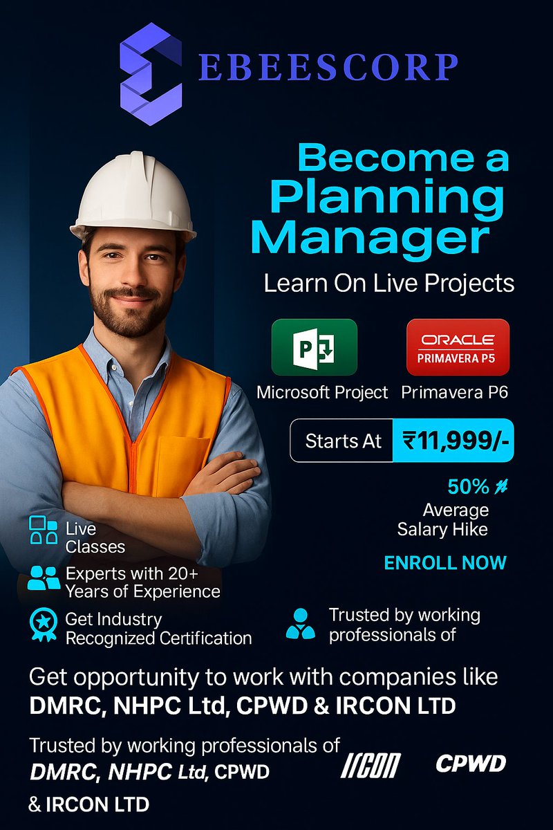 ebeescorp's tweet photo. Master Project Planning with Primavera P6!
Join EBEESCORP's Industry-Trusted Primavera Training

🧑‍🏫 What You’ll Learn:

✅ Real Project-Based Case Studies
https://t.co/kStPL1B895
#PrimaveraP6 #ProjectManagementTraining #PrimaveraTraining #ProjectPlanning #pmc #ebeescorp https://t.co/I2cet9p4kP