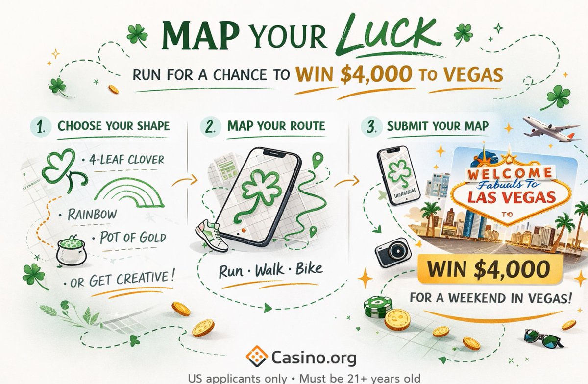 Casino_Org's tweet image. 🍀Map Your Luck Contest: Run and Win a $4,000 Trip to Vegas🌈

#ContestAlert @rhi_tweetsPR

casino.org/blog/map-your-…
