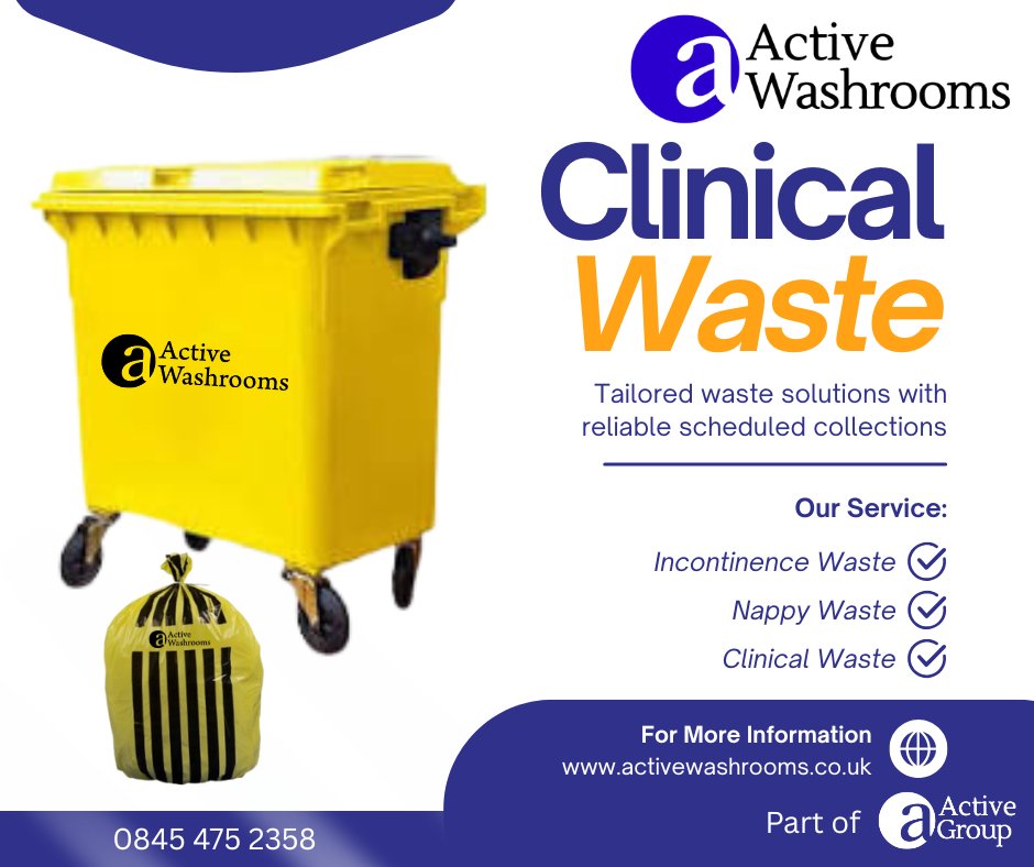 ActiveWashrooms's tweet image. Clinical and offensive waste needs to be disposed of separately to general waste. Contact us for compliant scheduled collections activewashrooms.co.uk/type/offensive… #ClinicalWaste #NurseryWaste #Compliant #Sustainable #ScheduledCollections #LeadingTheWay #ActiveWashrooms