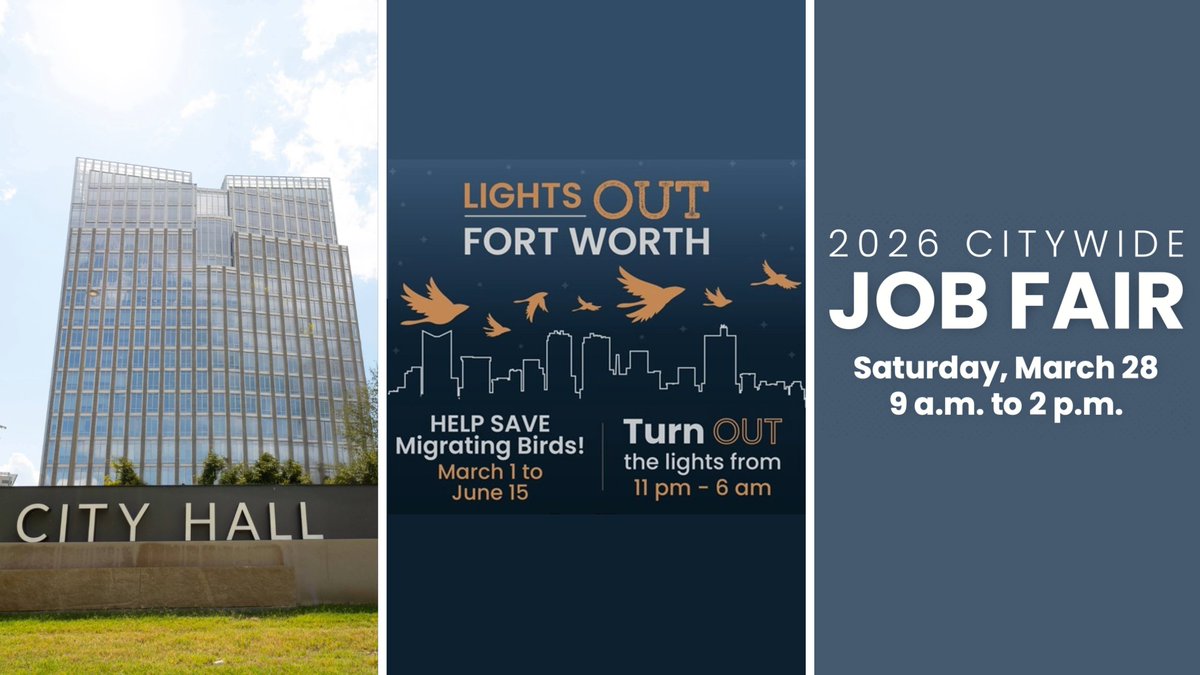 Three Fort Worth Things to know this week: 1. City Council 2. Lights Out,  Fort Worth 3. Citywide Job Fair https://t.co/LJiKnJs0sJ