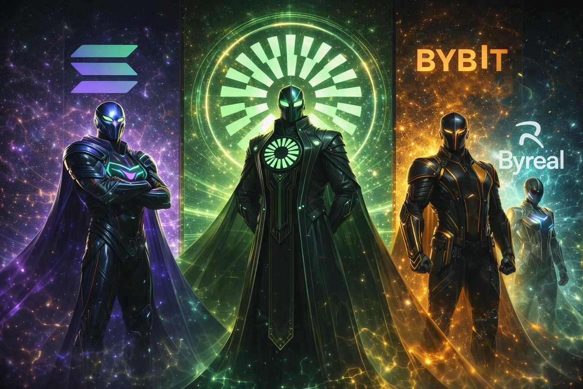 0xGhsty's tweet photo. Before the Alliance there was fragmentation.

Chains divided. Liquidity scattered.

Then came @Mantle_Official — The Architect 🧠  
@solana — The Speedster ⚡  
@Bybit_Official — The Amplifier 💥  
@byreal_io — The Alchemist ✨

One asset. Four heroes. Infinite rotation.

$MNT ∞ https://t.co/PKQ98NYqh1