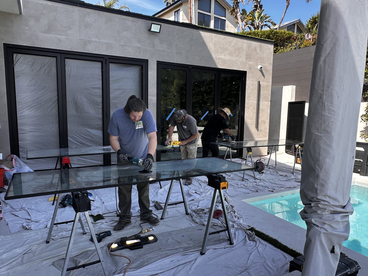 CCSR21's tweet photo. When the scratches go to the edge… most companies stop there.
We don’t.
At the owner’s request, the glass was removed by a licensed glazier so we could restore the damage completely — edge to edge.
Six panes. Both sides.
Brand new home saved from replacement. https://t.co/QNNBV5DPLj