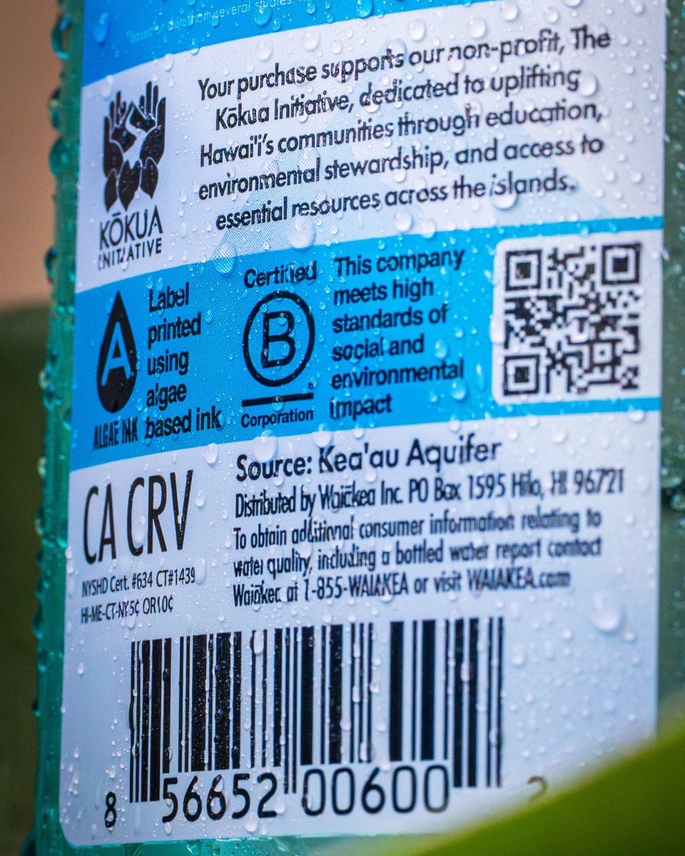 waiakea's tweet photo. Ink made from algae?  🌿🌊
Our Oceanplast® bottles just leveled up in sustainability!
Honored to be featured by @surfermagg  where we talk stories about our new efforts in sustainable packaging. Mahalo to Living Ink Tech for the support and collaboration. 
https://t.co/oSs8YbZmv7 https://t.co/q7LIPRr64D