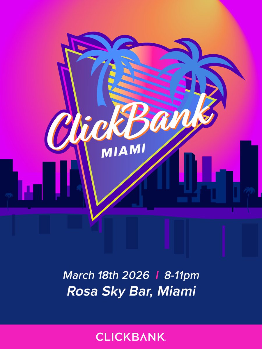 Miami, ClickBank is coming in hot! ☀️🔥  
We're heading to Affiliate Takeover on March 18th &amp; 19th and we’re bringing a dream team with us.  
Find us at Booth B05  
Grab your ticket and save 20% with code: CLICKBANKSPON20  
Tell us when you’re coming so we can say hello! 👋