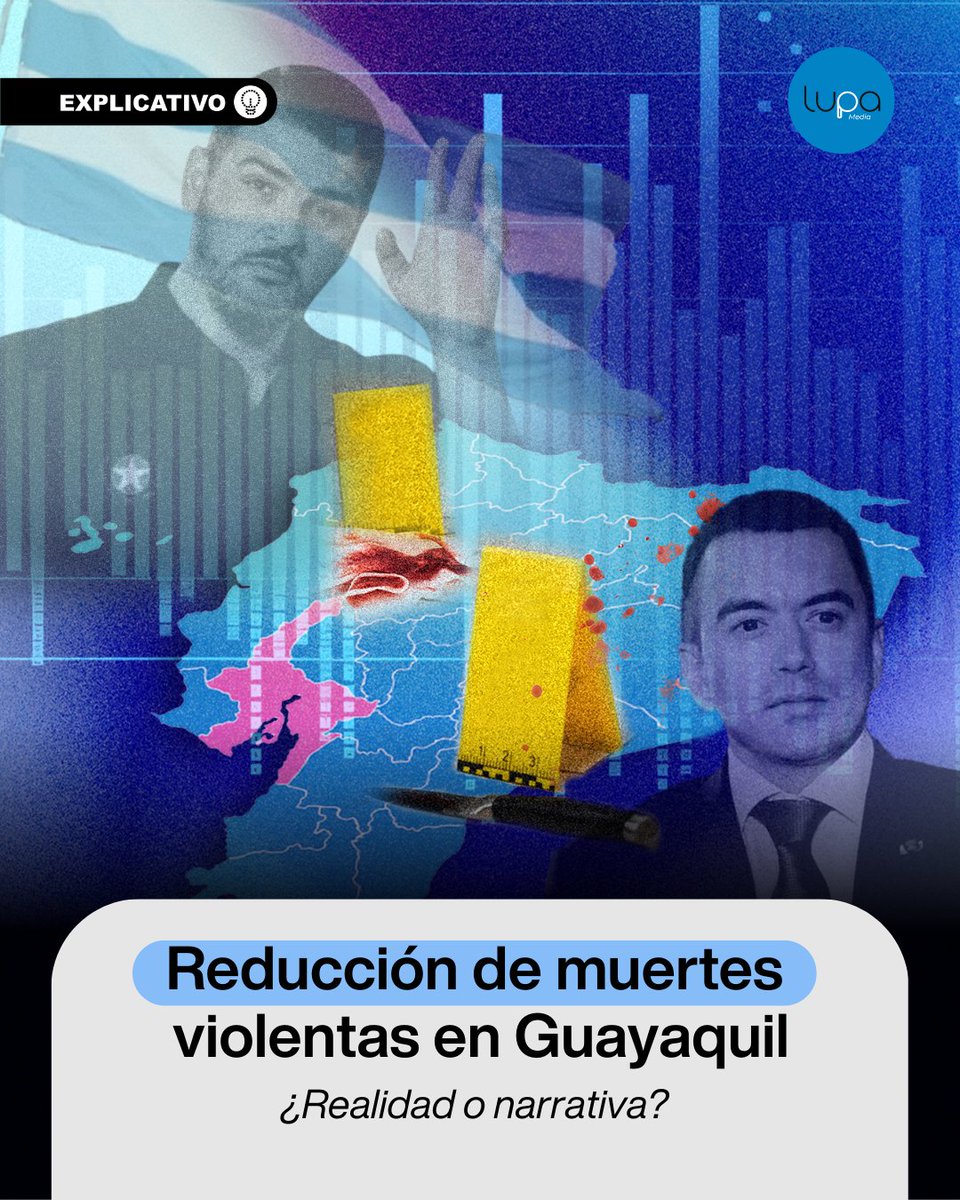 🔍 #LupaTeExplica | 📉 No hay evidencia de que la supuesta disminución de muertes violentas en Guayaquil y la Zona 8 esté ligada a la detención del alcalde Aquiles Álvarez. Expertos explican que la violencia en Ecuador es multidimensional y no depende de un solo evento político.