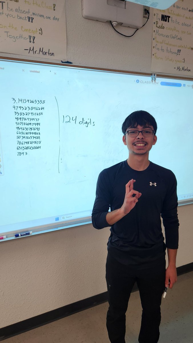 Morton_EHS's tweet photo. The 11th annual Pi-Day competition kicks off with a new champion.  Sophia dethrones Daniel by reciting 201 digits from memory.  She will be awarded her prize this Thursday.  #Piday https://t.co/otTUHWGsG0