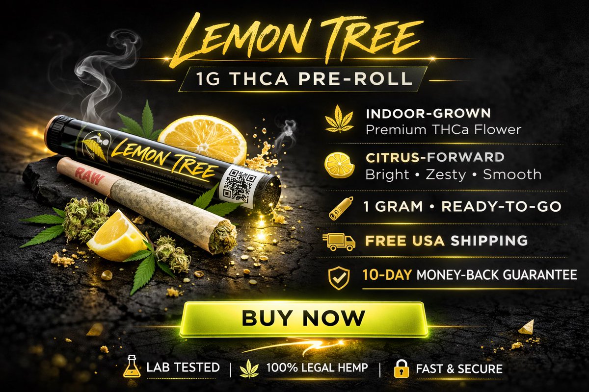 ChillaBites's tweet photo. 🍋 Lemon Tree THCa Pre-Roll just dropped.
Indoor-grown. Citrus-forward. Smooth 1g ready-to-go.
No additives. No solvents. Just clean, frosty flower.
🚚 Free USA Shipping
✅ 10-Day Guarantee
Order now: https://t.co/GpYgTLnFvu?
#ChillaBites #THCa #HempFlower https://t.co/4Ex38WuWOM