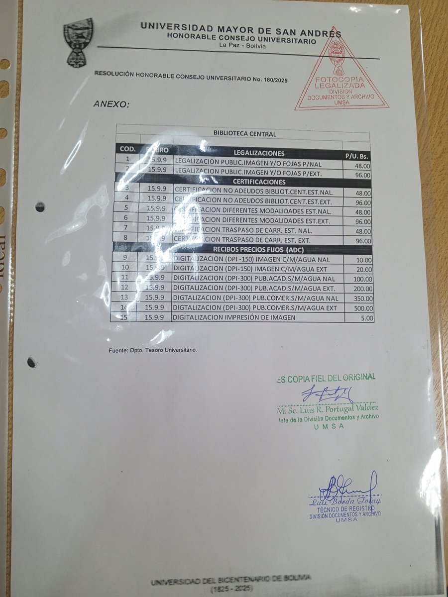 EstadisticoBo's tweet photo. Me dieron hoy una mala noticia.
A partir de hoy la UMSA cobrará por consultar sus libros y diarios. A 5 bolivianos por cada foto que tomes a su archivo.
La rectora María Eugenia García forma el circular para cobrar a investigadores e historiadores. 
Terrible gestión. https://t.co/r5TdRQRBrI