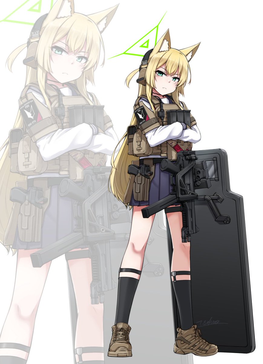 「FOX小隊のクルミちゃんの絵です! UMP45はカッコいいのですが、どうしても弾」|関野武弘のイラスト