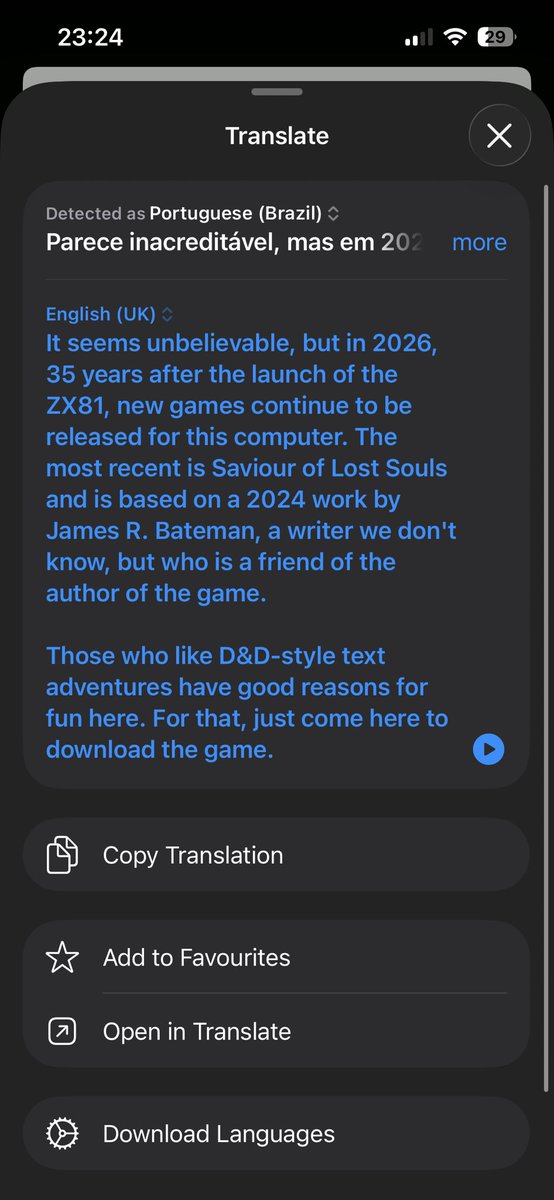 Awesome to get a mention for my ZX81 game. I think it's great to