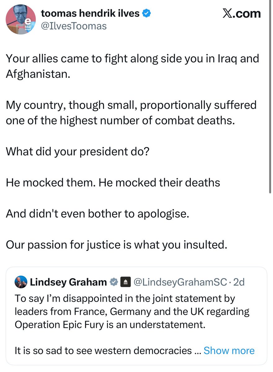 JUST IN - Former Estonian President to Sen. Lindsey Graham: