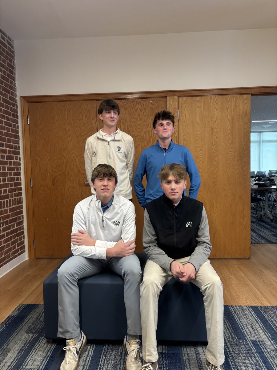 GilmanGolf's tweet photo. Fresh meat alert‼️‼️ Top left, Jackson (Fairway Freight Train)Clapp '28 top right Andrew (Baby Faced Birdie Bandit)Herman '29 bottom right Hayden (Barber shop bogey)Bouyea '29 and lastly bottom left Max (It Opens Up Over There) Baum. Let’s go Hounds! #houndstrackinthefairway https://t.co/c3WK7iAWSF