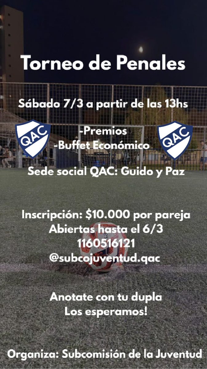 ATENTOS SOCIOS E HINCHAS ESTE SABADO EN SEDE SOCIAL SUMATE <a href="/BichoSosaa/">Gonzalo sosa ( El Bicho sosa)</a> <a href="/qac_colo/">coloQac🇫🇮</a> <a href="/facundomaisu/">Facundo Maisu</a> <a href="/LucasaraujoE/">Lucas E. Araujo</a> <a href="/GydTravelers/">Gustavo Sacco</a> <a href="/ElfutbolQAC/">Germán Rodriguez</a> <a href="/elJediCervecero/">Jedi QAC 🇫🇮💙🇦🇷</a> <a href="/estebanqac/">Esteban Fernandez</a> <a href="/BuditaQAC/">Budita Cervecero ⭐⭐⭐⭐⭐⭐</a> <a href="/LucasCastro_QAC/">Lucas</a> <a href="/flaviobejarano/">Flavio M. Bejarano</a> <a href="/RCompartiendo/">RadioCompartiendo</a>