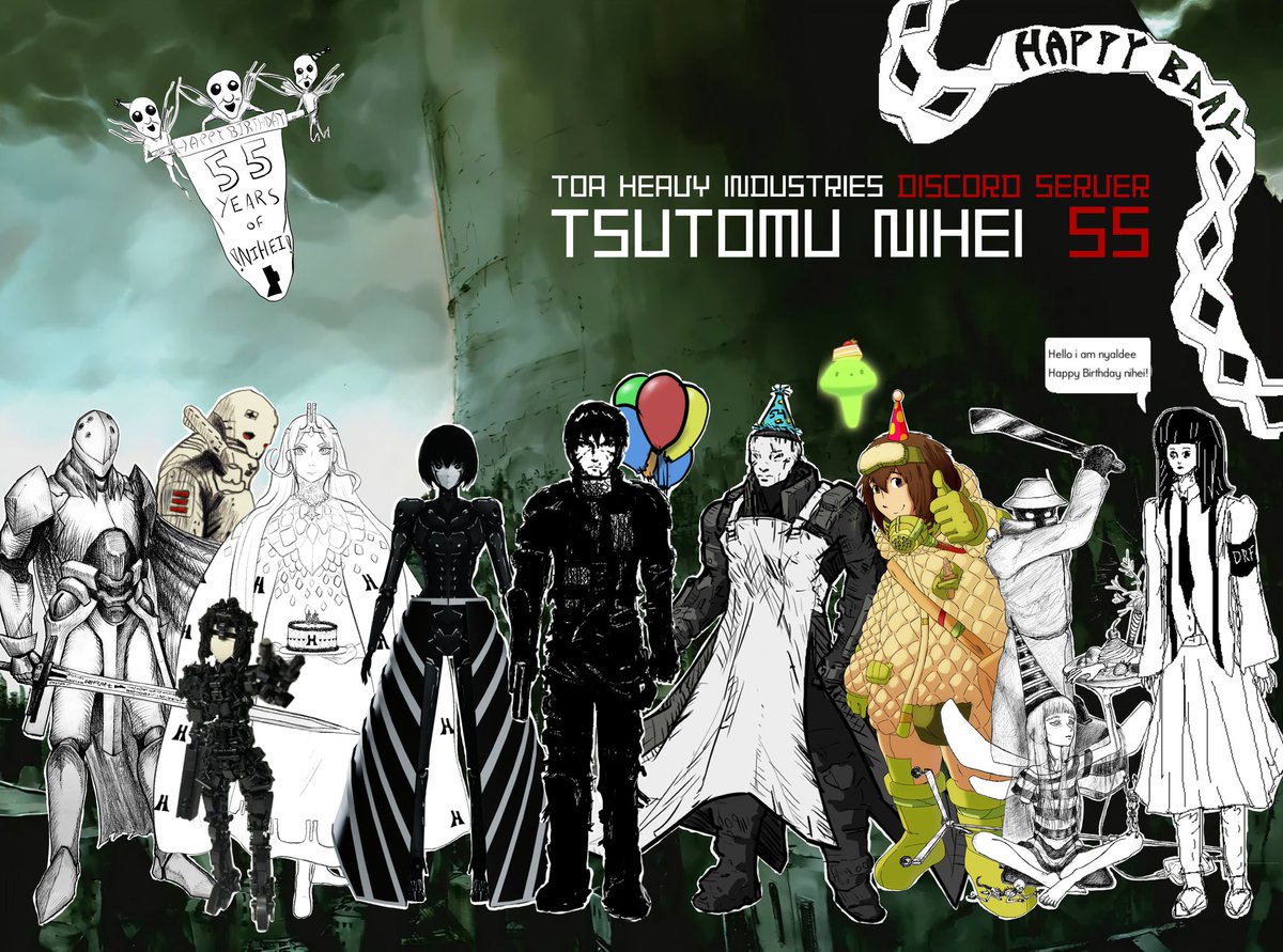 Martijn29178165's tweet photo. Happy birthday! @tsutomu_nihei @sidonia_editor
A collage we made on the toa heavy industries discord server
https://t.co/dr1yabMHCr
#blame #towerdungeon #abara #aposimz #kaina #タワーダンジョン #ブラム https://t.co/HcUsI5Gjxg