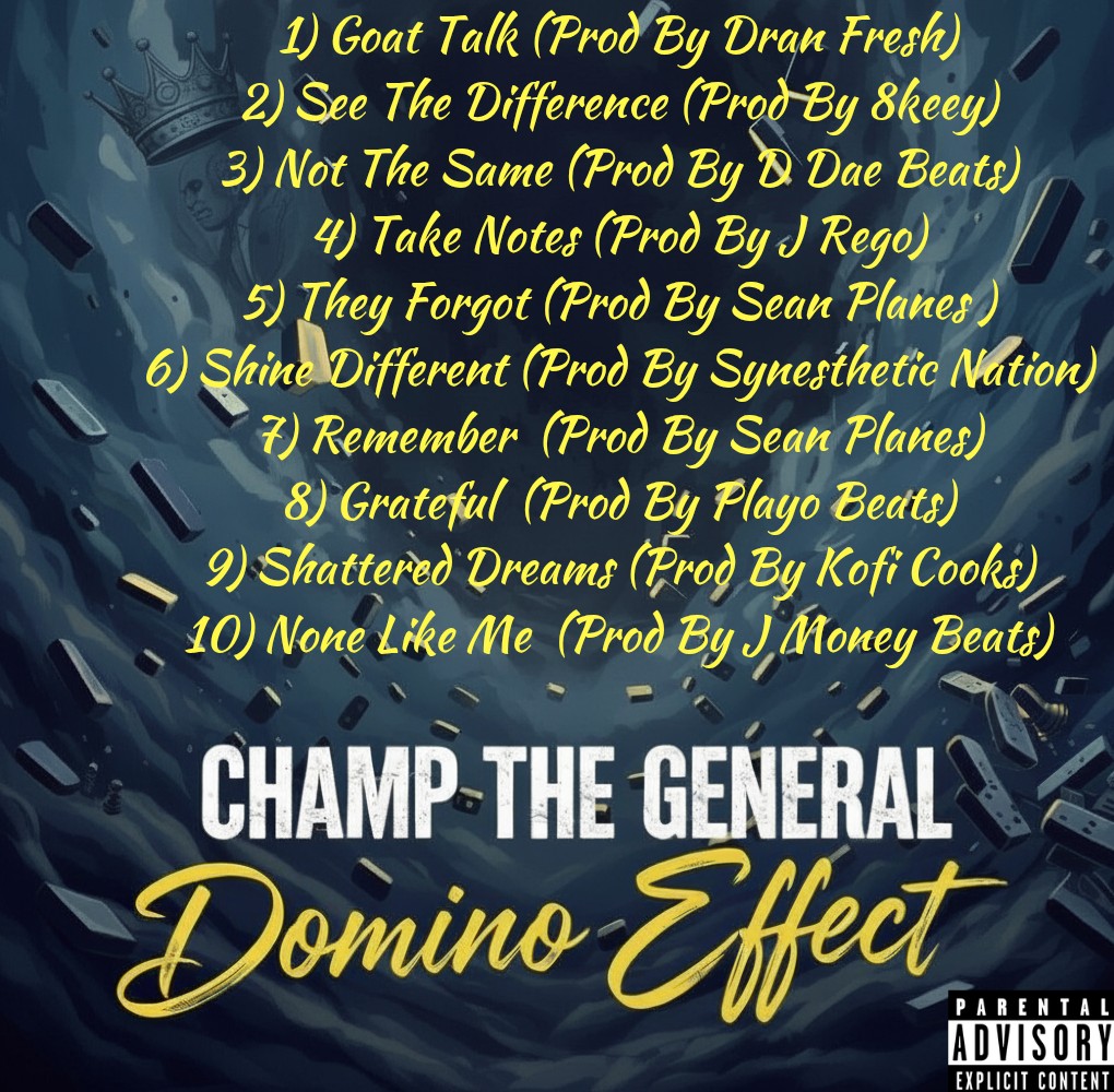 ChampTheGeneral's tweet photo. #DominoEffect 💥 dropping 3/13/26
#Rap #HipHop #NewAlbum #Music https://t.co/ITPxVmp8V5