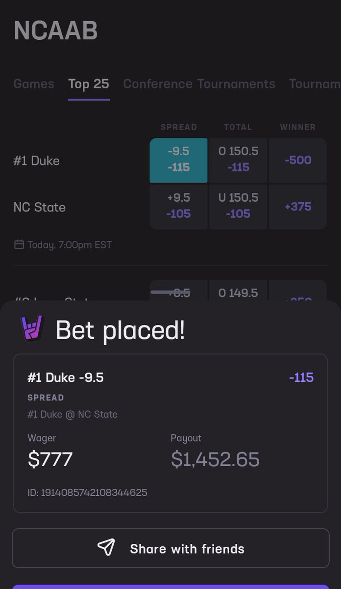 NYK_Mentality85's tweet photo. Over the next 10 days I'm going to bet 1 NBA or NCAA game (each day for 10 days) with a goal of cashing out @ over $20,000. I'm going to slow-grind it out.
#Knicks_Twitter wish y'all dog @NYK_Mentality85 good luck.
Tonight I took #Duke for multiple reasons.
1.) Duke is 27-2 Overall (9-1 on the Road).
@
NC State who's only 19-10 Overall (11-4 @ Home).
2.) NC State has 10 losses and they've never once played a Top-5 or even Top-10 Team this year. And I just don't think they're prepared to play against the Nations #1 Ranked Team in the entire Country.
3.) Cam Boozer is one of the most dominant Freshman animals I've ever watched throughout my previous 30+ years of watching College Basketball and this is after immediately winning 4 consecutive #Florida High School State Championships in a row. That's unheard of down here in Florida.
And now his team is already ranked #1 in College? It's crazy.
4.) Momentum and Recent Play.
Duke is on a 6 Game Winning Streak (with 5/6 wins of 10+ point blowouts).
vs.
NC State who's lost 2 games back to back. NC State lost to a below .500 losing 13-16 Note Dame team by 6 points. And that's right after getting smoked by #11 Ranked Virginia by 29 points (they weren't prepared for Virginia's talent).
PS:
Duke just blew out both Notre Dame 100-56 and destroyed Virginia last game 77-51 by 26 points. Both teams (ND and Virginia) who beat NC State recently.
5.) Duke as a program, historically speaking vs. NC State, historically speaking? And I'm going with Duke talent every time if life is on the line.