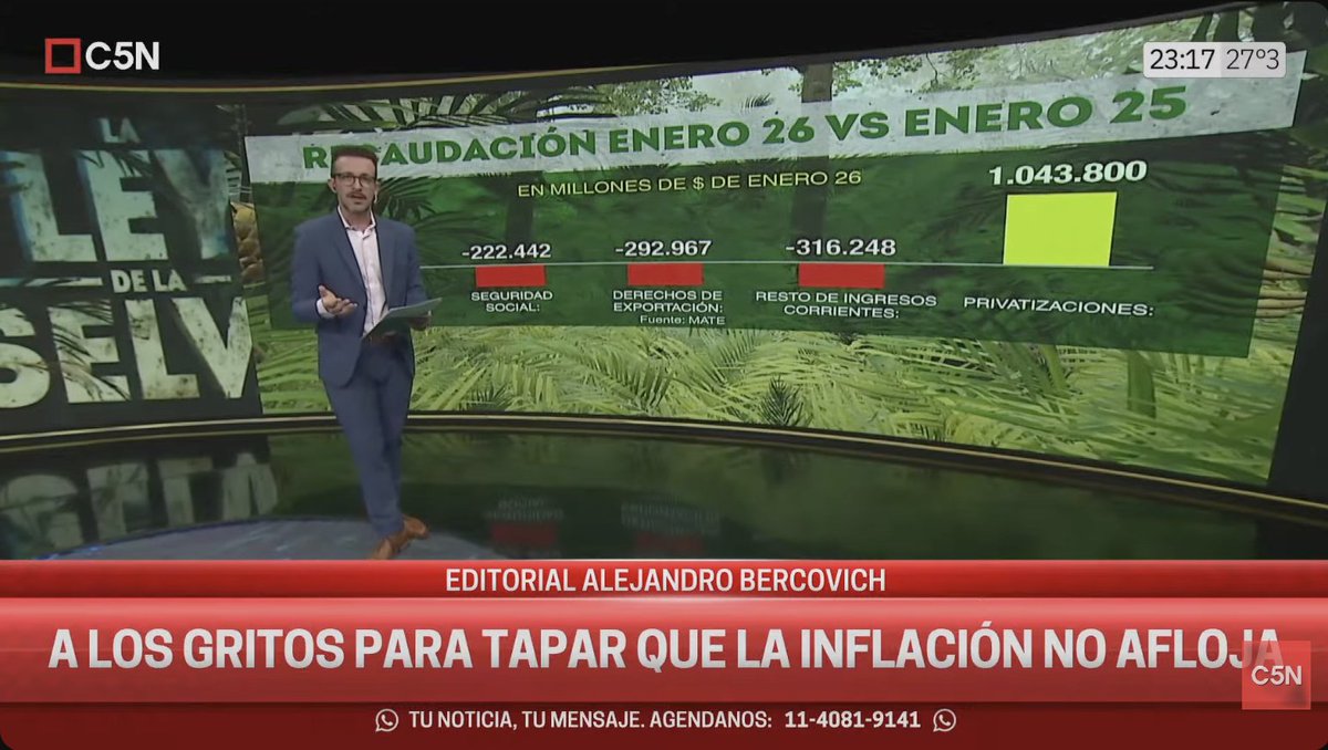 La recaudación está sufriendo. Hay 7 caídas reales interanuales consecutivas. El IVA cae 13%, refleja un desplome del consumo tremendo. A los gobernadores los perjudica en su recaudación propia. Lo que se perdió en enero lo curbió Caputo con la privatización de 4 represas.