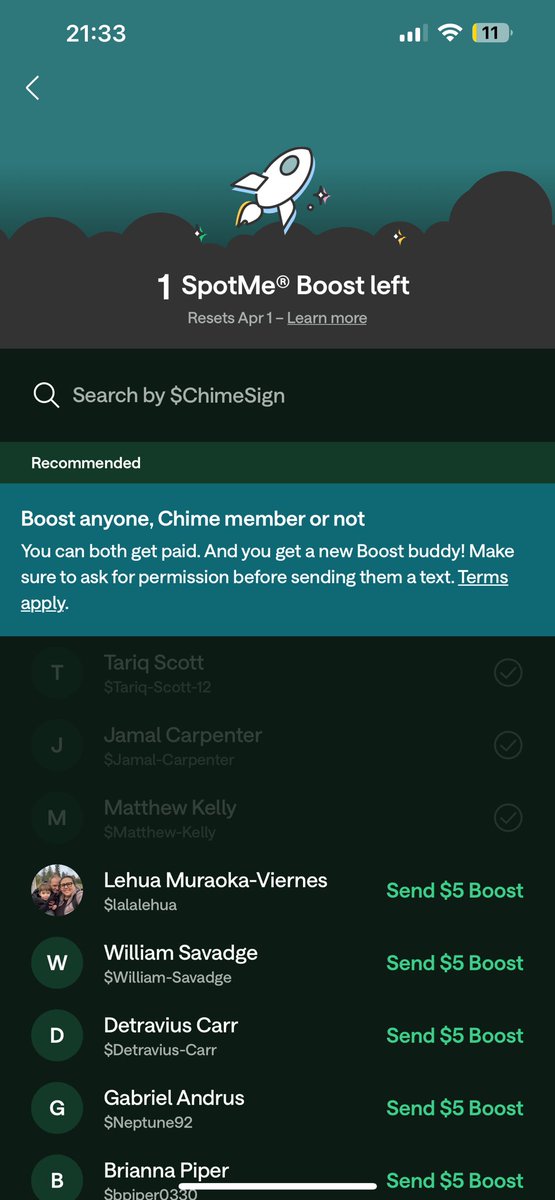 tempestturn420's tweet image. Got 1 boost left hit me ill boost back $frank-manners #chimeboost #chime #boost4boost #spotme