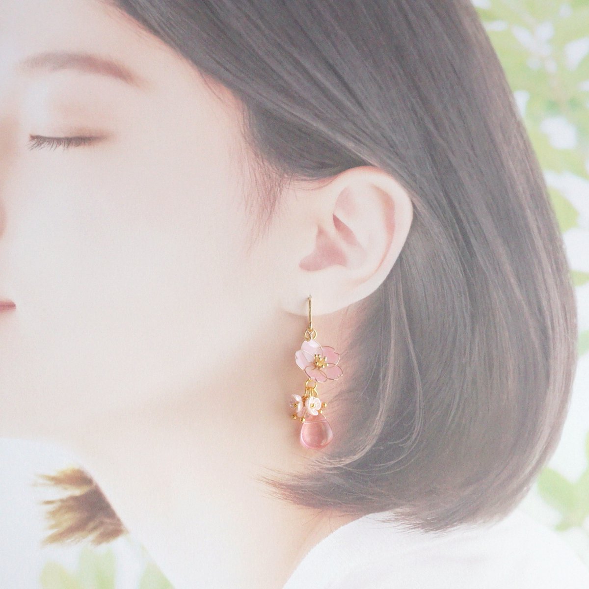 #桜　
#ディップアート
#ハンドメイドアクセサリー 
#入学式 

k16gp  桜ドロップ~春の訪れ~　ピアス＆イヤリング minne.com/items/42608981 #minne