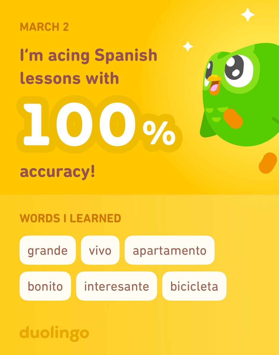 marilynn_roth's tweet photo. I’m learning Spanish on Duolingo! It’s free, fun, and effective. https://t.co/f7MnpfIiPu