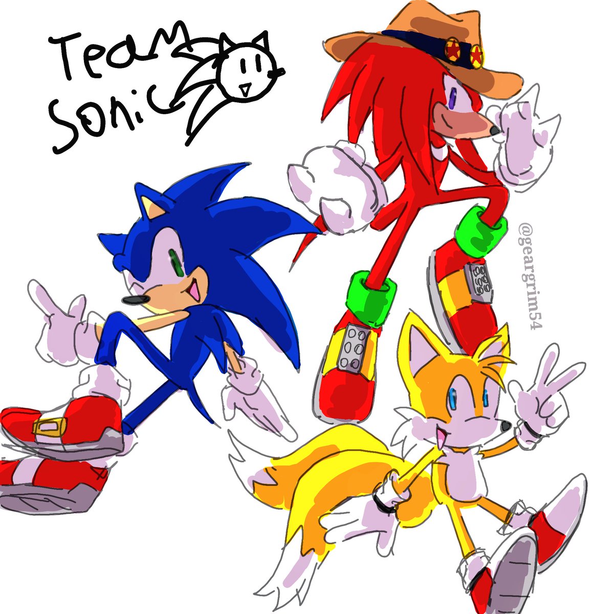 It's been a while since i've drawn them #digitalart #sonic #sonicthehedgehog #sth #tailsthefox #knucklestheechidna #art #fanart