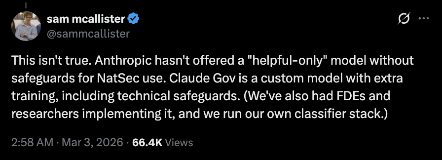 Claude Gov clarification