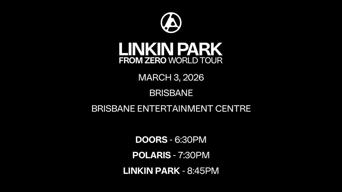 linkinpark's tweet photo. March 3, 2026 | Brisbane Entertainment Centre - Brisbane, Australia https://t.co/fk6mFhBB3W