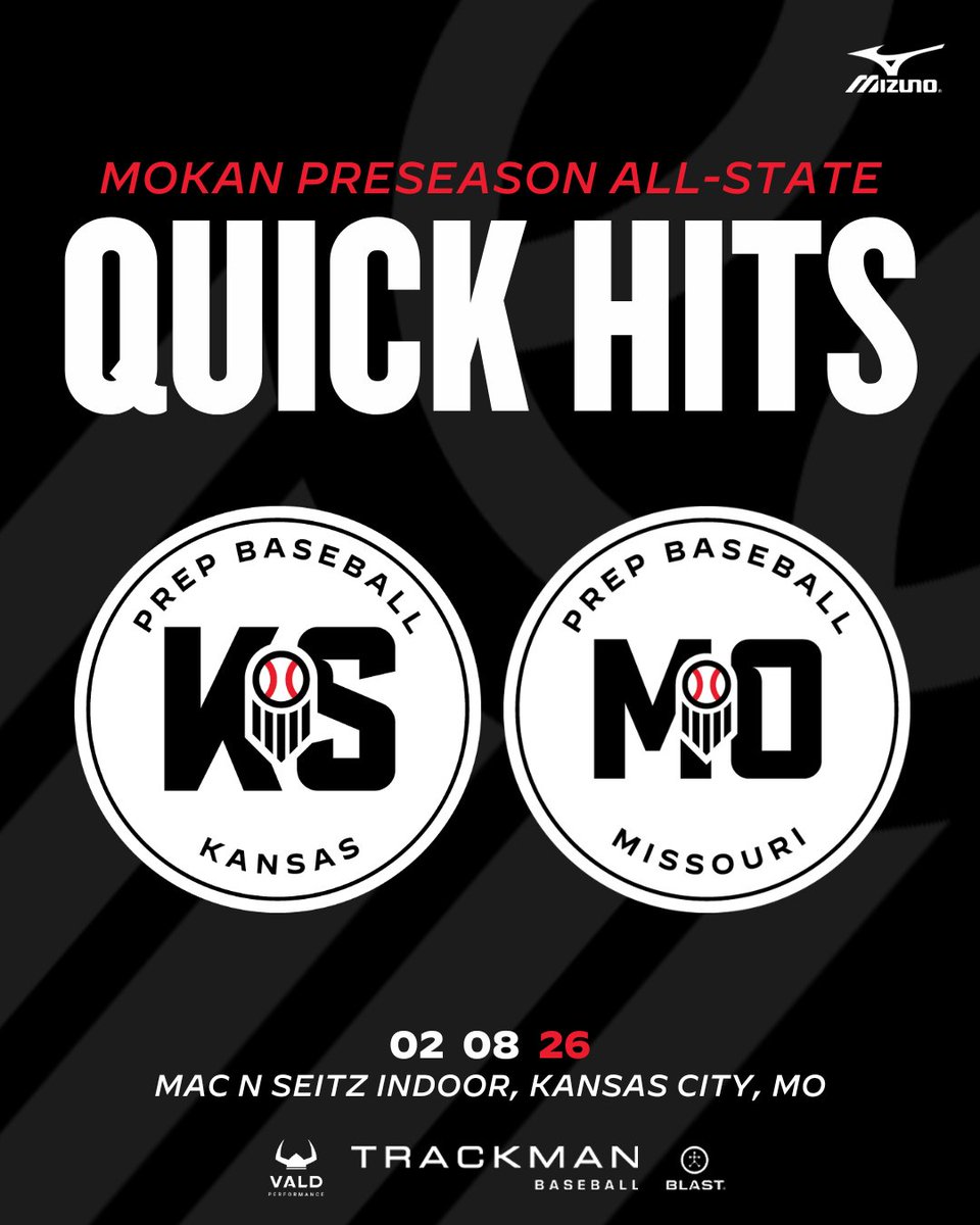 PrepBaseballMO's tweet photo. 𝐌𝐎𝐊𝐀𝐍 𝐏𝐫𝐞𝐬𝐞𝐚𝐬𝐨𝐧 𝐀𝐥𝐥-𝐒𝐭𝐚𝐭𝐞: 𝐐𝐮𝐢𝐜𝐤 𝐇𝐢𝐭𝐬 - 𝐔𝐩𝐩𝐞𝐫𝐜𝐥𝐚𝐬𝐬

Takeaways from the MOKAN Preseason All-State held February 8th in Kansas City.

Scout notes on 3️⃣0️⃣+ name-to-know upperclassmen, found here. 👇

📝: https://t.co/JG0w9tcppF // #MOKANPAS26 https://t.co/i6Xg4oSqvh