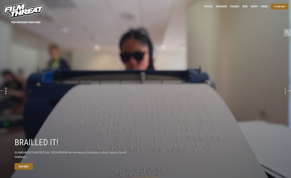 FilmThreat's tweet image. “Filmed by participants at the 2024 Braille Challenge Finals Weekend…” Benjamin Franz reviews the @Slamdance documentary Brailled It!.
filmthreat.com/reviews/braill… #Slamdance #FilmThreatSlamdance #Slamdance2026