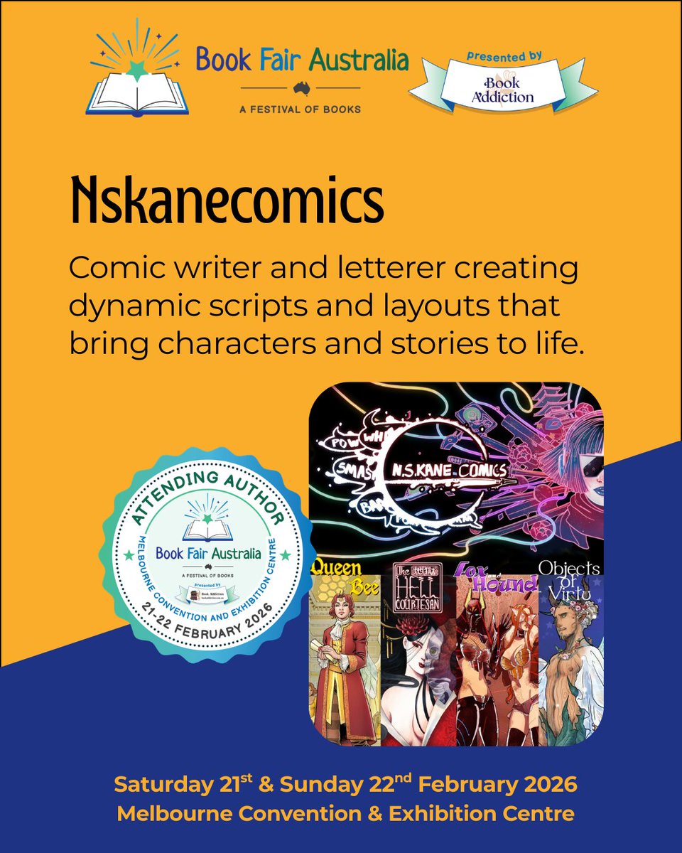 Did you meet <a href="/NSkanecomics/">N.S.Kane</a> at Book Fair Australia Melbourne 2026, presented by Book Addiction … or wish you had? ✨

Now’s your chance to dive into her work:
🔗 nskanecomics.wixsite.com/comics