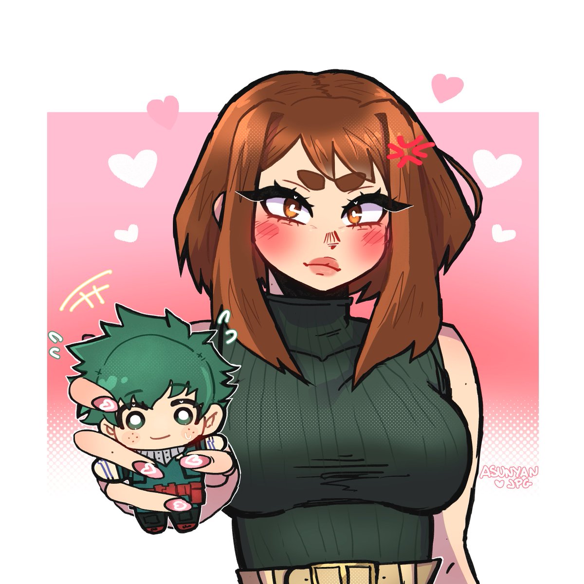 She turned her long-distance boyfriend (he’s working late) into a plushie because she misses him~💞( `ε´ ) ‼️#izuocha #MHA