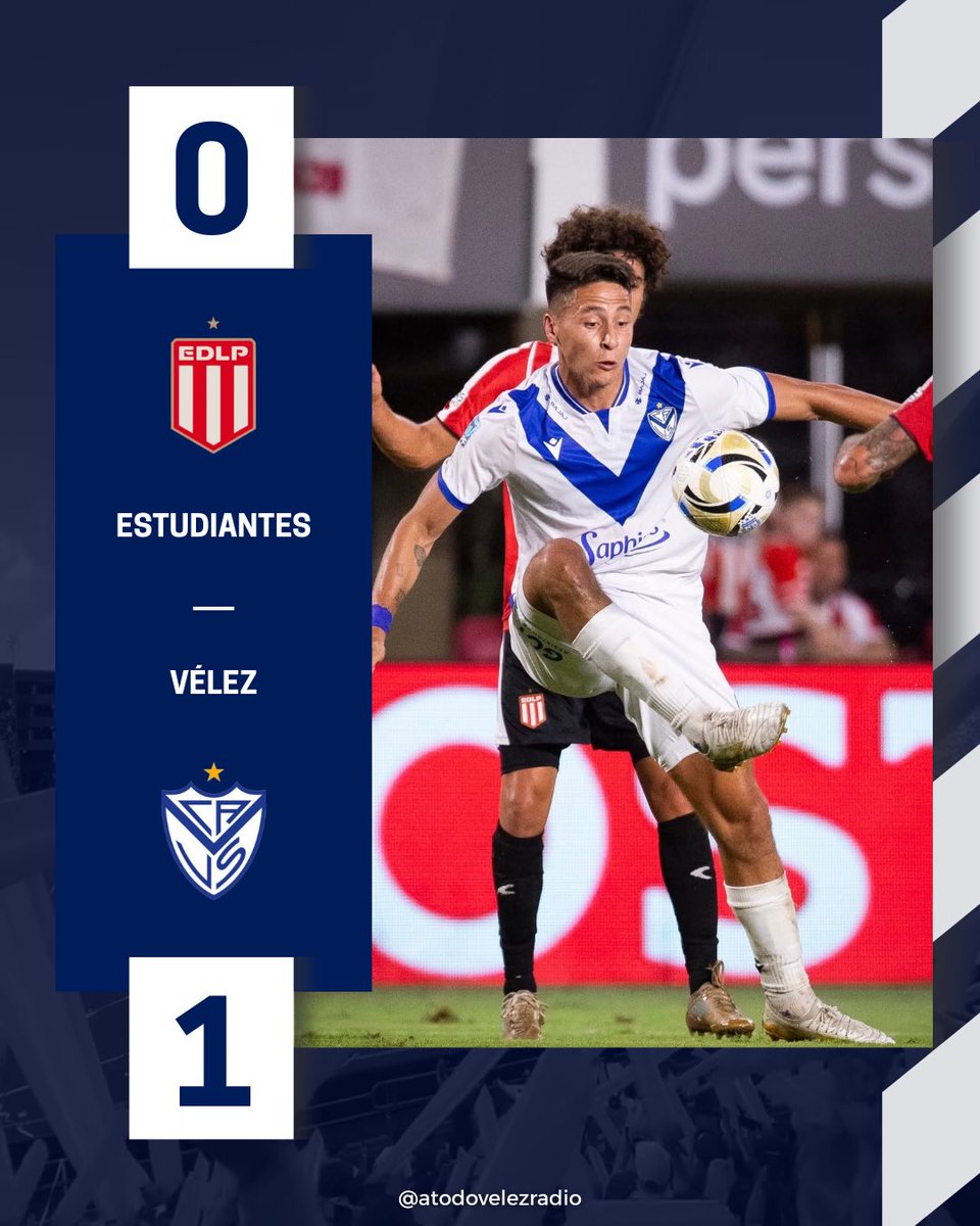 ✅ #Vélez KO a Estudiantes.

🔵 Vélez derrotó 1️⃣-0️⃣ al Pincha en la octava fecha del Torneo Apertura 2026 🏆

⚽️ F. Monzón (58').