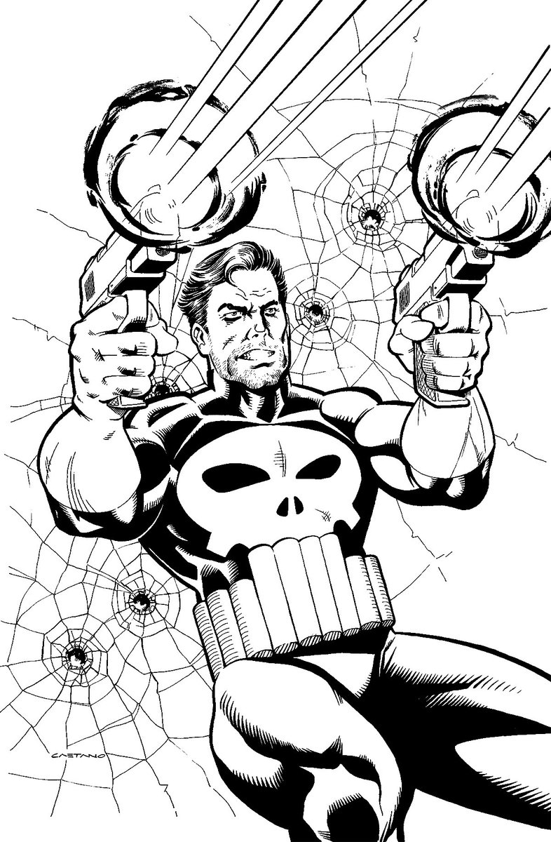 JunctionComics's tweet photo. Having some fun in the studio. My influences are showing. Just about every artist who’s tackled the Punisher over the years &amp; who have influenced me are shining through. Would make a great cover #punisher #marvel #comics #comicbooks #mcu @marvelcomics @marvel https://t.co/cfcgSK5KMk