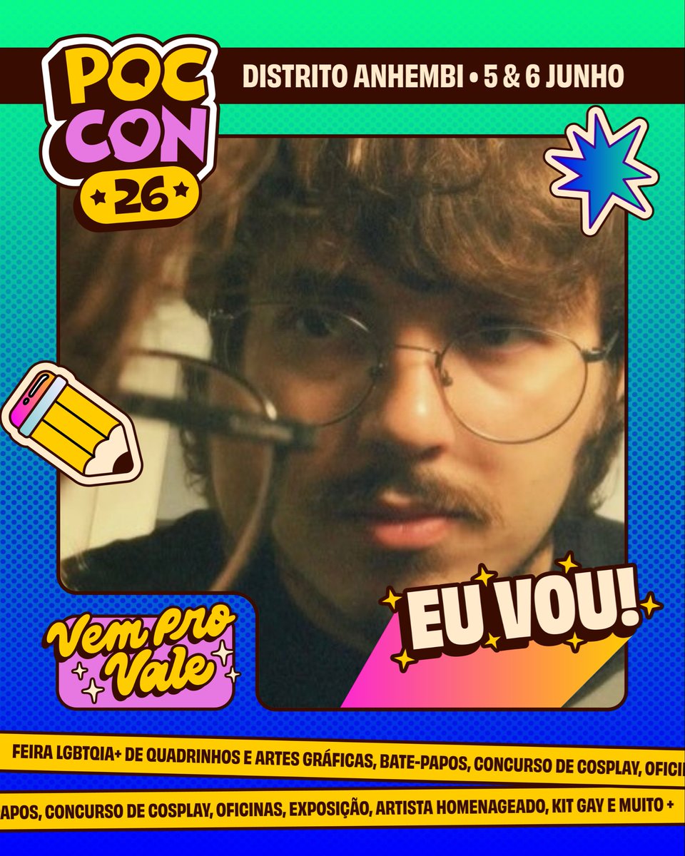 noelodran's tweet photo. 5 e 6 de junho nos vemos na @poc_con, que esse ano será no distrito anhembi. estou muito feliz e animado em participar de mais uma edição ao lado de tanta gente incrível e talentosa ✷ te amo, poc con! 🏳️‍🌈

#poccon #poccon26 #feiragrafica https://t.co/Xl9RfW8v1S