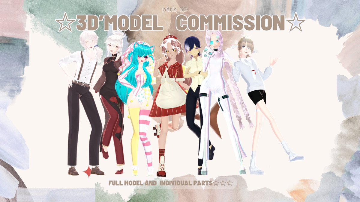 Hello! I’m paritski , and my 3D commissions are OPEN! 
i do 3d models :3
commission me on: vgen.co/petryyv

#mmd #commissionsopen #3dcommission #blender #vtuber