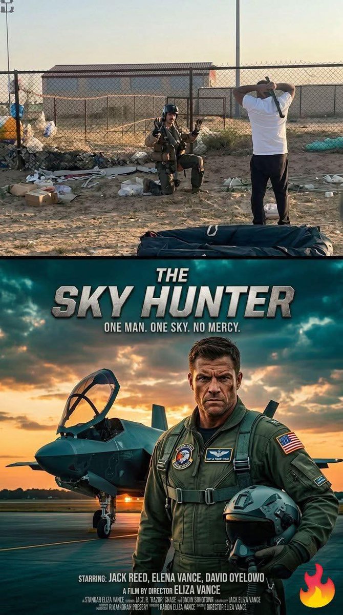 AsadJunior8's tweet photo. The difference between Hollywood and reality, the picture above, is of a US F-15 pilot who crashed into civilians in Kuwait, who were not attacking, raising their hands and surrendering.

Below, is the image that Netflix and Hollywood sell to the public, that their troops https://t.co/atQIwZs1Rd