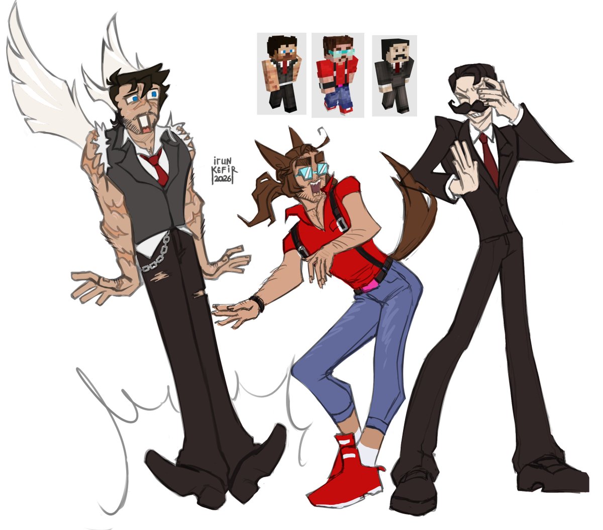 irunkefir's tweet photo. C-Team !!! #hermitcraftseason11 #Hermitcraftfanart #hermitcraft #skizzleman #rendogfanart #mumbojumbo #cteam https://t.co/IDWxVRRdco