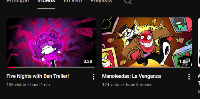 En el canal de Artistas Incomprendidos se subieron los trailers de Five Night with Ben y El Manolo Juego!!!
hice las miniaturas de estos dos!
vayan a averlos y a jugarlos 
youtube.com/watch?v=72oELL…
youtube.com/watch?v=Zls0od…