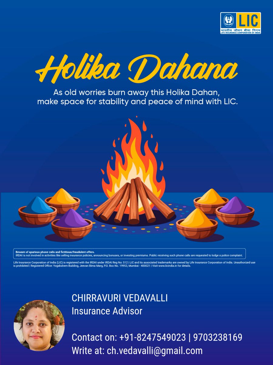 ursveda's tweet image. #LIC welcomes #renewal, release, and #financialpeace this #holikadahan2026 #Holi #Holi2026