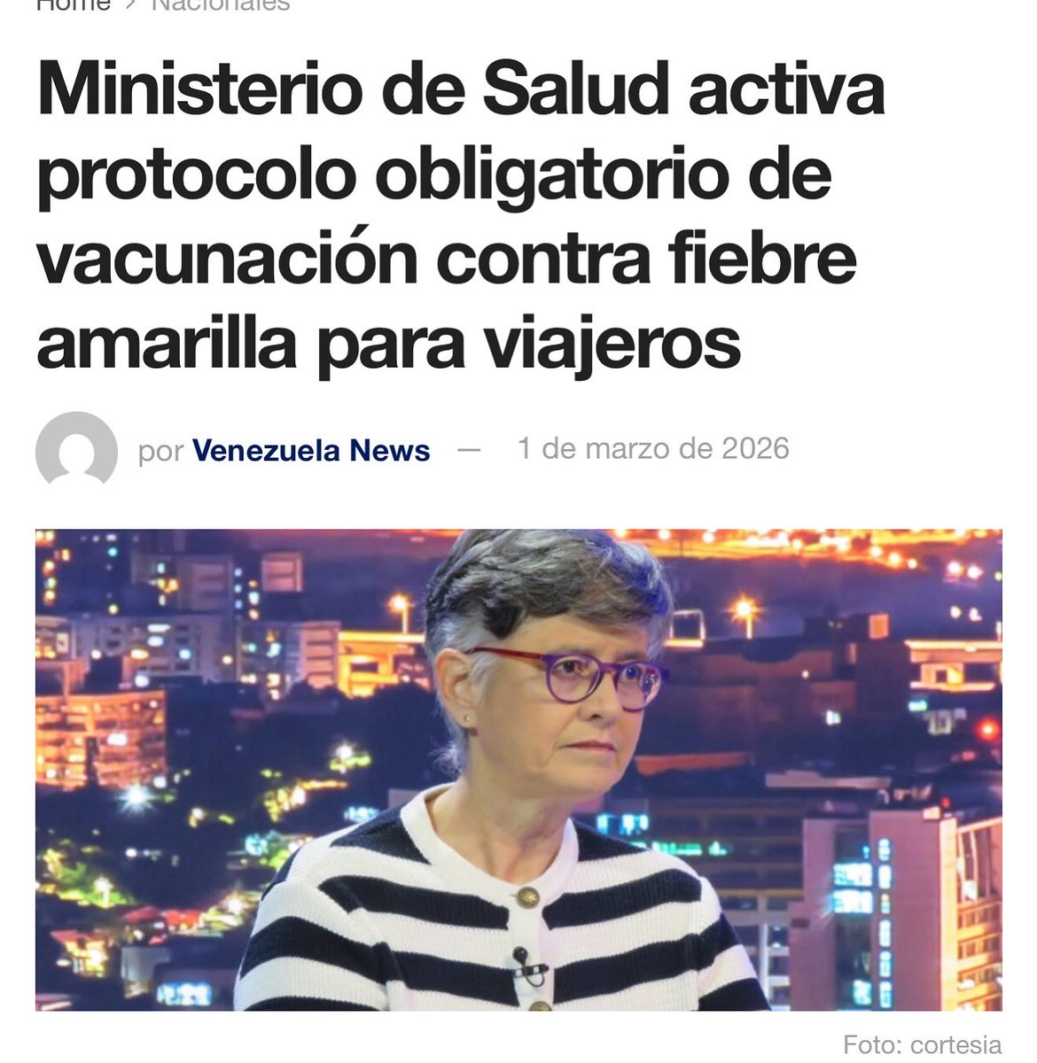 sanches49673's tweet photo. La vicepresidenta sectorial de Salud, Isabel Iturria, anunció la activación de directrices estrictas para ciudadanos que planeen visitar zonas boscosas o parques en estados bajo vigilancia epidemiológica, debido a una alerta por brote de fiebre amarilla y a la proximidad de los asuetos vacacionales.
Las personas que viajen a Barinas, Aragua, Lara y Portuguesa deben aplicarse la dosis única de la vacuna con un mínimo de diez días de antelación al traslado. Este plazo garantiza la inmunidad efectiva contra el virus. También es obligatorio el uso de camisas manga larga y repelente en áreas de riesgo.
El reporte oficial contabiliza 36 contagios desde mediados de 2025. La campaña de vacunación se mantiene activa para toda la población entre 1 y 58 años de edad. Las autoridades ponen especial atención en los sectores donde circula el vector transmisor, para frenar la cadena de contagios de manera inmediata.
Iturria confirmó que la vacuna es totalmente gratuita. Se distribuye de lunes a domingo en todos los puestos de salud de las regiones afectadas. El esquema de acción conjunta entre la ciencia y el poder popular organizado busca evitar que la cifra de infectados aumente en los próximos meses.