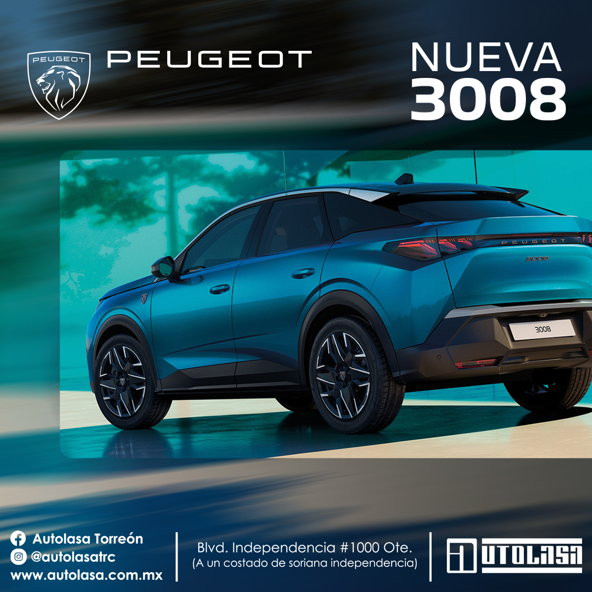 AutolasaLaguna's tweet photo. La Nueva Peugeot 3008 combina sofisticación, tecnología y un estilo que impone presencia en cada trayecto.

Descúbrela en Autolasa Torreón.
📍 Blvd. Independencia #1000 Ote. https://t.co/S5S5O4bcUb