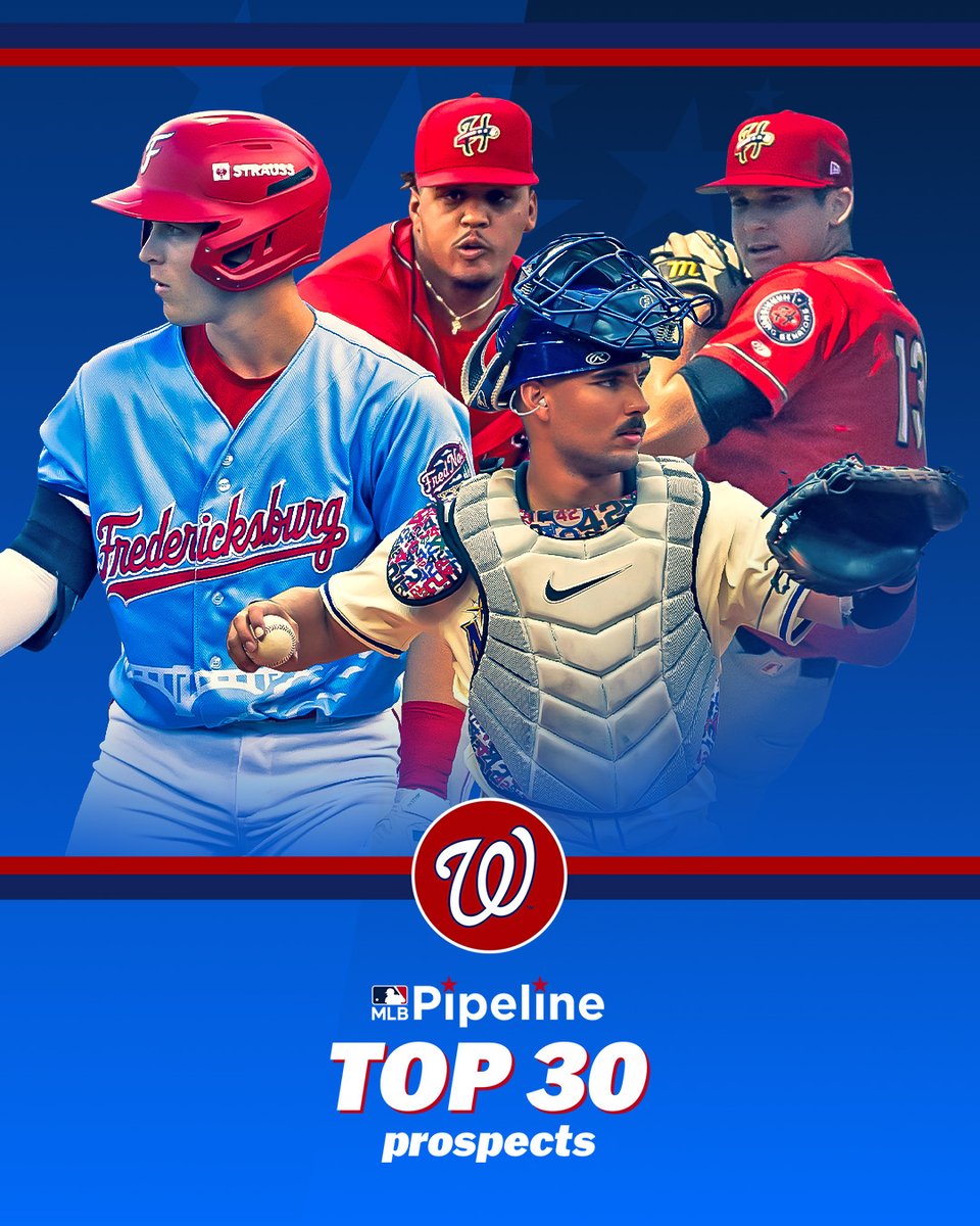 MLBPipeline's tweet image. With 2025 No. 1 overall Draft pick Eli Willits leading the way, explore the #Nats' new Top 30 Prospects list: atmlb.com/4r8JY6z