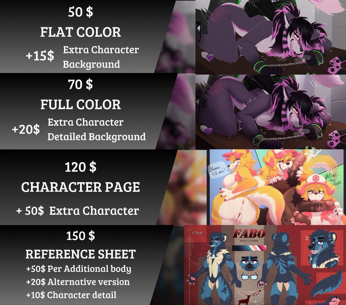 Open commissions!!!   

-If you wanna have an artpiece made by myself, here is my Price Sheet!  🖼🎨🐺

  -If you're interested you can send me a DM :3