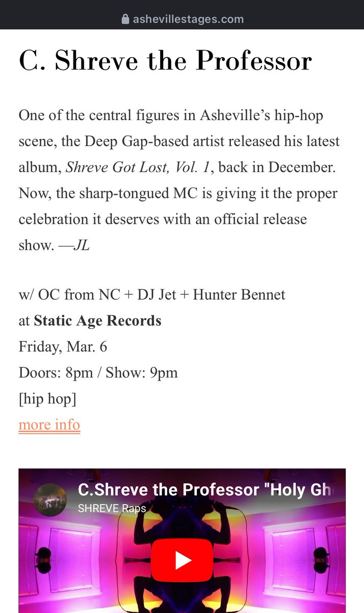 seeSHREVE's tweet photo. Friday night plans in Asheville, NC. Shout out to @ashevillestages https://t.co/kUFIZxFyus