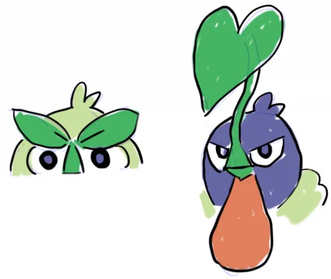 ハブロウのくちばしと眉毛が芽だとしたら、そこにヤムイモを見立てたらアゴの下に根菜が実るような進化もあるかもしれないという妄想。ミグロウ、とか?